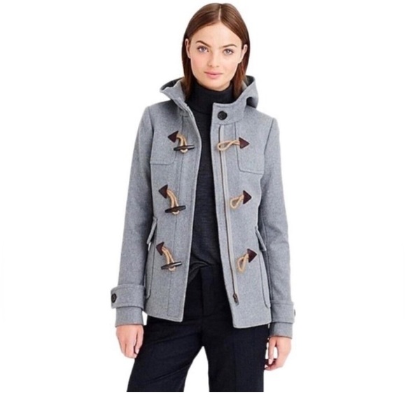 J Crew Classic Duffle Coat  Melton Wool Gray Toggle Italy coat. Like new - Picture 1 of 13
